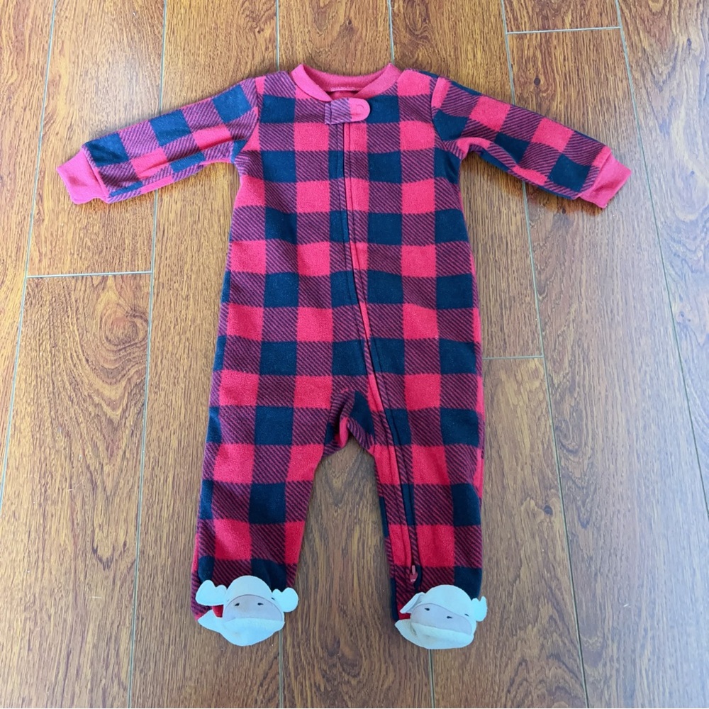 Carter’s Baby Fleece Footed Sleeper | Red Plaid | 6M | Like New